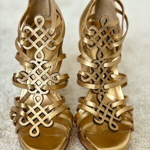 Diane Von Furstenberg Gold Strappy Heels
